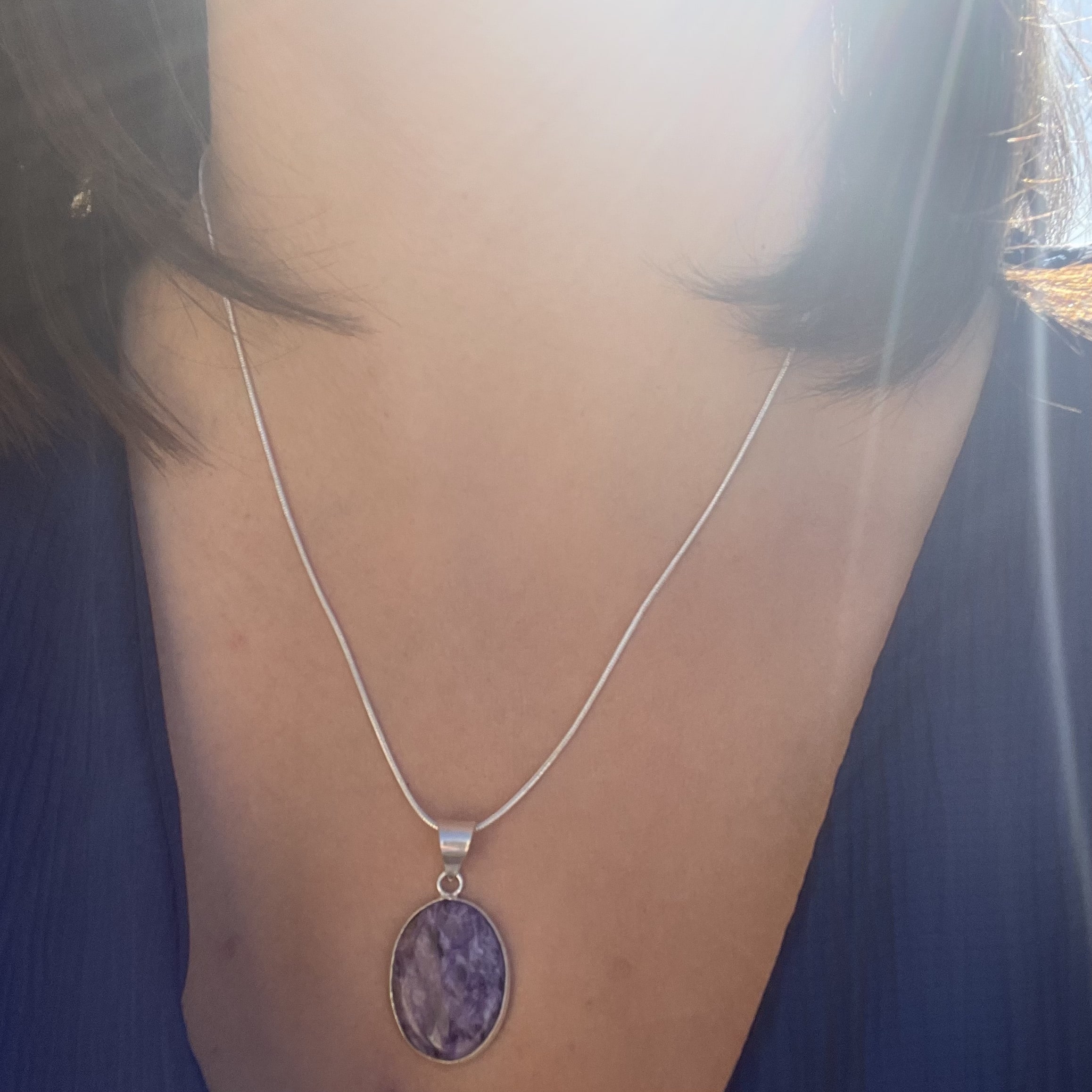 lithothérapie, pierres fines, pierres naturelles, bien-entre, bijoux, fait main, Pendentif - Charoïte