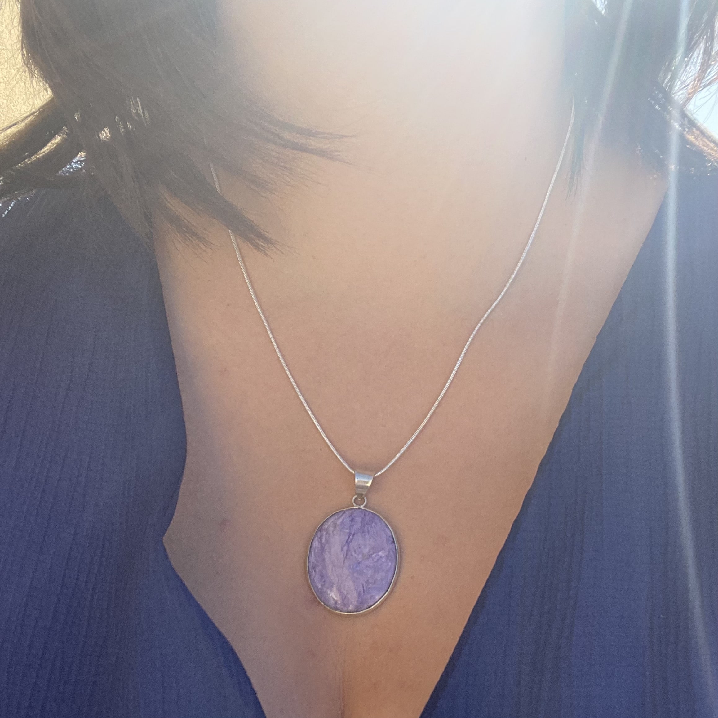 lithothérapie, pierres fines, pierres naturelles, bien-entre, bijoux, fait main, Pendentif - Charoïte