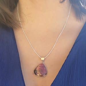 lithothérapie, pierres fines, pierres naturelles, bien-entre, bijoux, fait main, Pendentif - Rhodonite