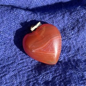 lithothérapie, pierres fines, pierres naturelles, bien-entre, bijoux, fait main, Pendentif Petit Coeur Cornaline