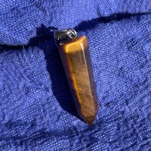 lithothérapie, pierres fines, pierres naturelles, bien-entre, bijoux, fait main, Pendentif Pointe - Oeil de Tigre
