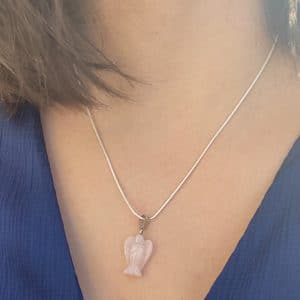 lithothérapie, pierres fines, pierres naturelles, bien-entre, bijoux, fait main, Pendentif Ange - Quartz Rose