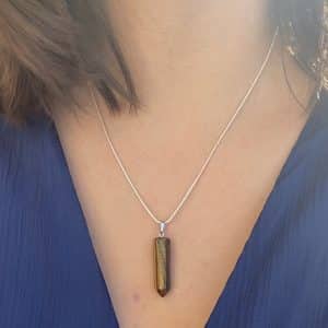 lithothérapie, pierres fines, pierres naturelles, bien-entre, bijoux, fait main, Pendentif Pointe - Oeil de Tigre