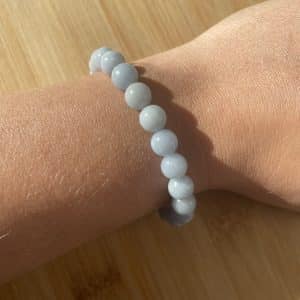 lithothérapie, pierres fines, pierres naturelles, bien-entre, bijoux, fait main, Bracelet Lou - Angélite 8mm