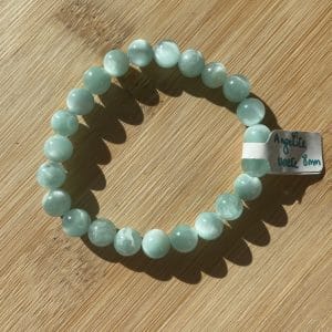 lithothérapie, pierres fines, pierres naturelles, bien-entre, bijoux, fait main, Bracelet Lou - Angélite verte 8mm