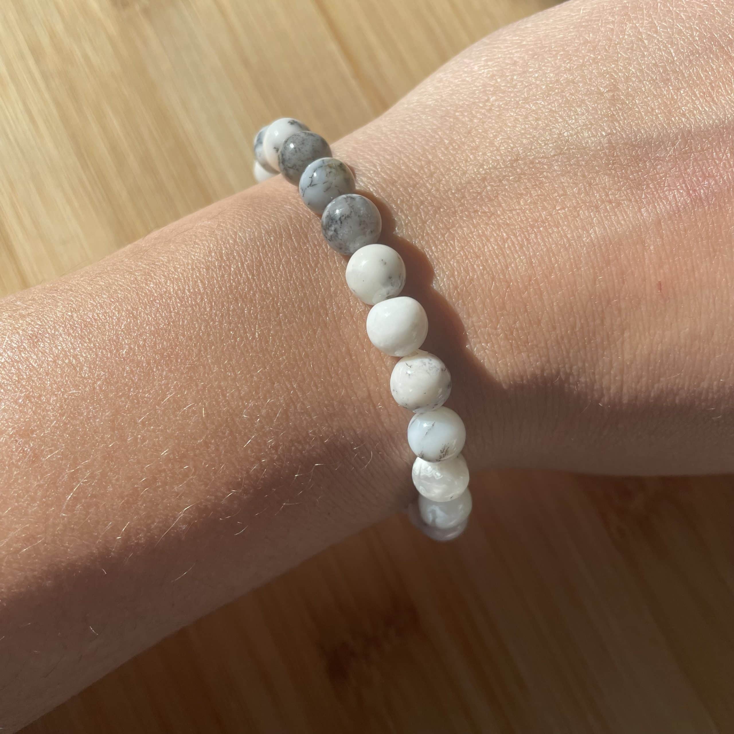 lithothérapie, pierres fines, pierres naturelles, bien-entre, bijoux, fait main, Bracelet Lou - Merlinite 8mm