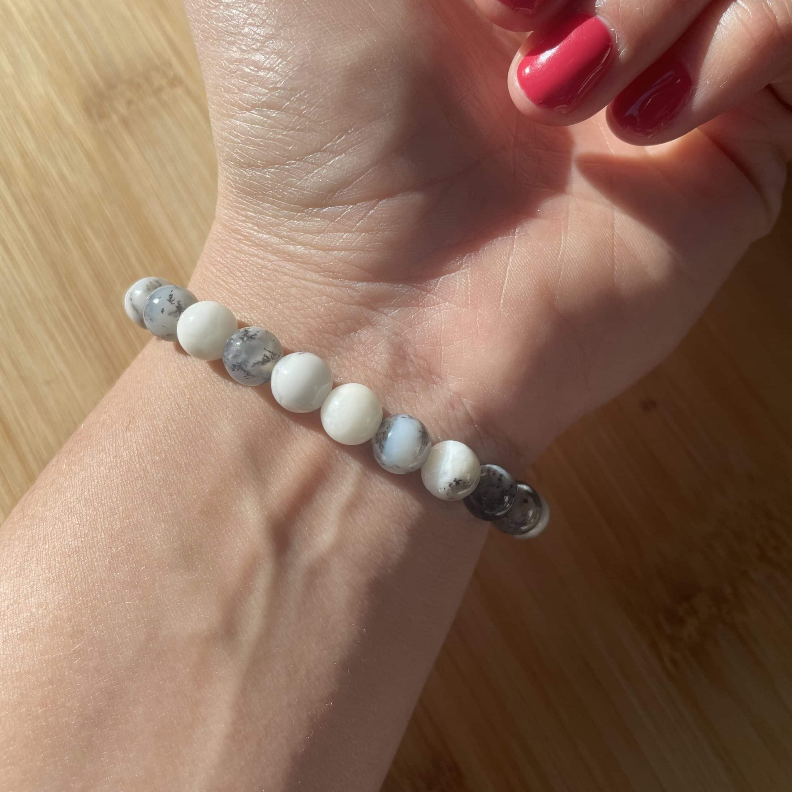 lithothérapie, pierres fines, pierres naturelles, bien-entre, bijoux, fait main, Bracelet Lou - Merlinite 8mm