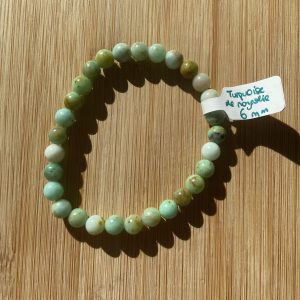 lithothérapie, pierres fines, pierres naturelles, bien-entre, bijoux, fait main, Bracelet Lou - Turquoise de Mongolie 6mm