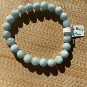 lithoth&eacute;rapie, pierres fines, pierres naturelles, bien-entre, bijoux, fait main, Bracelet Lou - Aigue Marine "A" 8mm