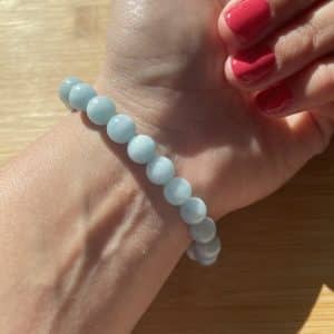 lithothérapie, pierres fines, pierres naturelles, bien-entre, bijoux, fait main, Bracelet Lou - Aigue Marine "A" 8mm