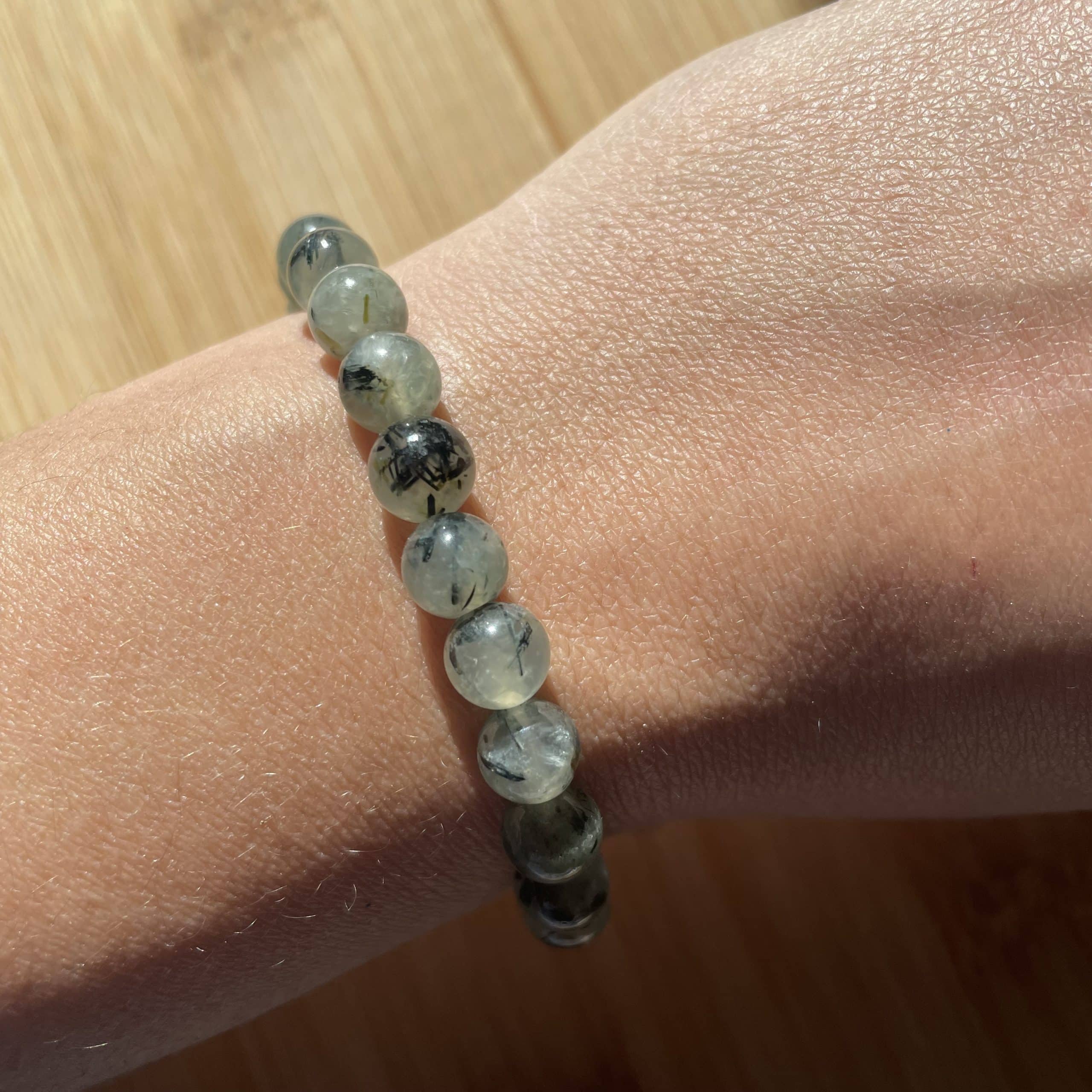 lithothérapie, pierres fines, pierres naturelles, bien-entre, bijoux, fait main, Bracelet Lou - Préhnite 8mm