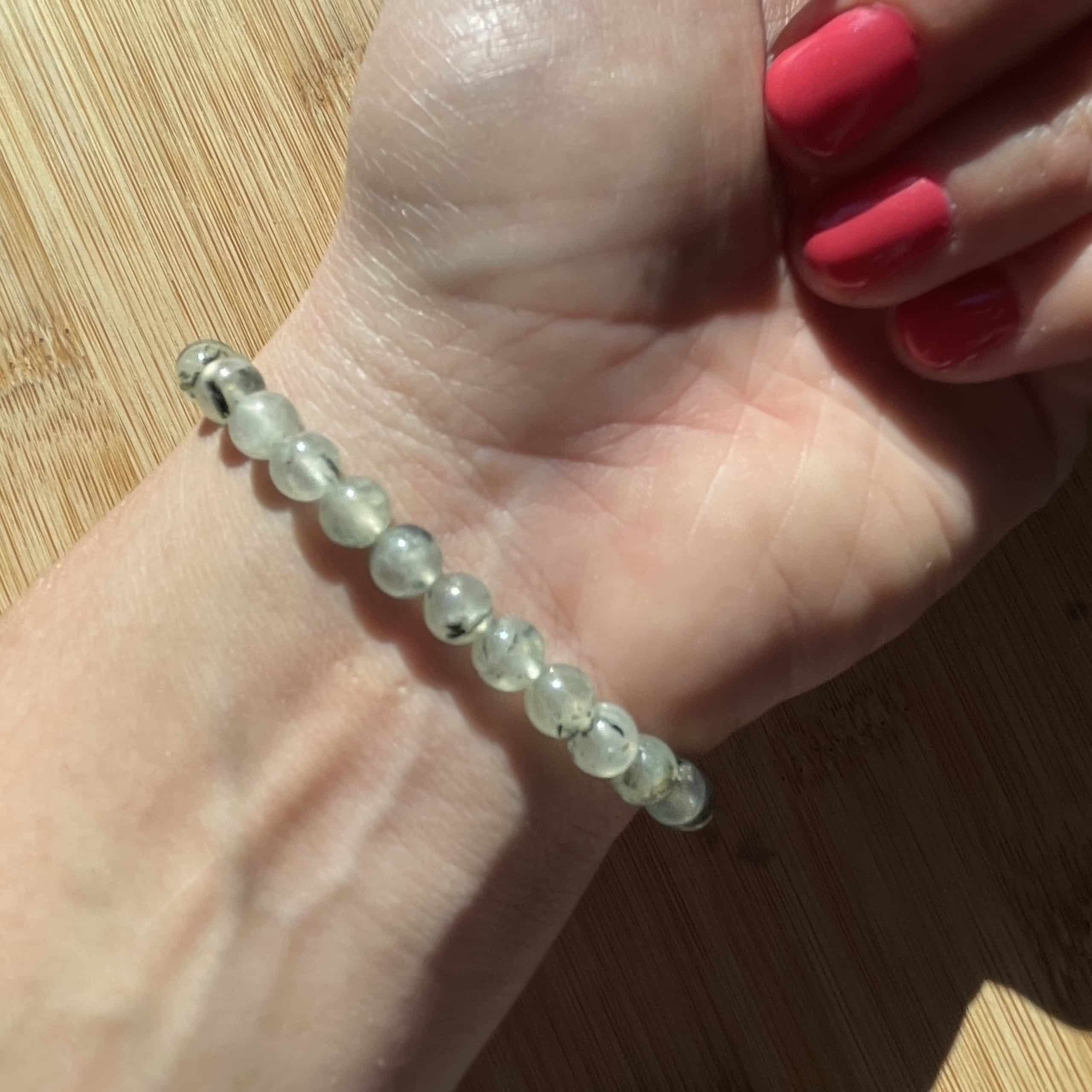 lithothérapie, pierres fines, pierres naturelles, bien-entre, bijoux, fait main, Bracelet Lou - Préhnite 6mm