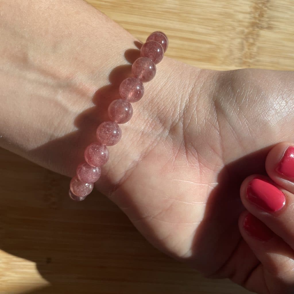 lithothérapie, pierres fines, pierres naturelles, bien-entre, bijoux, fait main, Bracelet Lou - Quartz Fraise 8mm