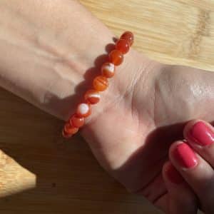 lithothérapie, pierres fines, pierres naturelles, bien-entre, bijoux, fait main, Bracelet Lou - Agate Dream (cornaline) 8mm