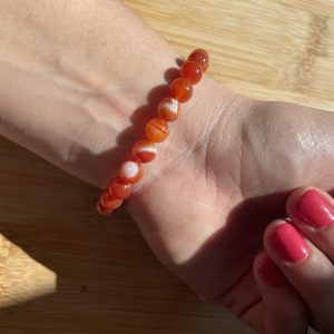 lithothérapie, pierres fines, pierres naturelles, bien-entre, bijoux, fait main, Bracelet Lou - Agate Dream (cornaline) 8mm
