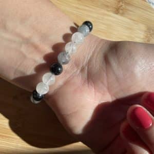 lithothérapie, pierres fines, pierres naturelles, bien-entre, bijoux, fait main, Bracelet Lou - Quartz Tourmaline 8mm