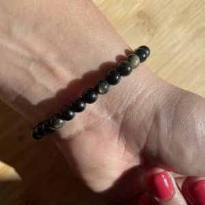 lithothérapie, pierres fines, pierres naturelles, bien-entre, bijoux, fait main, Bracelet Lou - Obsidienne Dorée 6mm