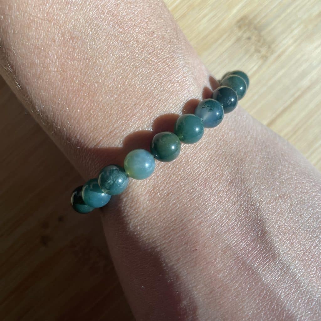 lithothérapie, pierres fines, pierres naturelles, bien-entre, bijoux, fait main, Bracelet Lou - Agate Mousse 8mm