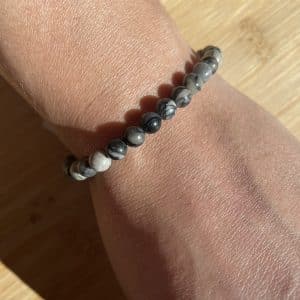 lithothérapie, pierres fines, pierres naturelles, bien-entre, bijoux, fait main, Bracelet Lou - Jaspe Araignée 6 mm