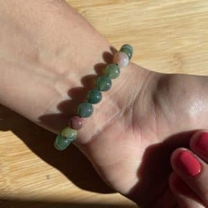lithoth&eacute;rapie, pierres fines, pierres naturelles, bien-entre, bijoux, fait main, Bracelet Lou - Agate Indienne 8mm