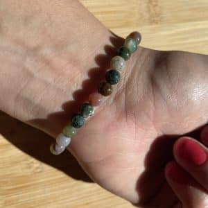 lithothérapie, pierres fines, pierres naturelles, bien-entre, bijoux, fait main, Bracelet Lou - Agate Indienne 6mm