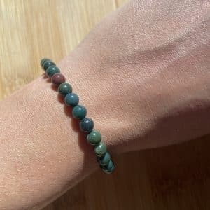 lithothérapie, pierres fines, pierres naturelles, bien-entre, bijoux, fait main, Bracelet Lou - Jaspe Héliotrope 6mm