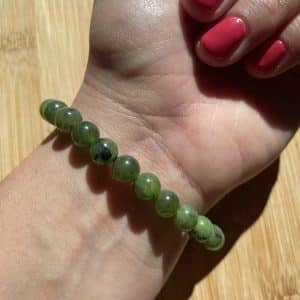 lithothérapie, pierres fines, pierres naturelles, bien-entre, bijoux, fait main, Bracelet Lou - Jade Néphrite "A" 8mm