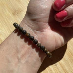 lithothérapie, pierres fines, pierres naturelles, bien-entre, bijoux, fait main, Bracelet Lou - Bronzite 6mm