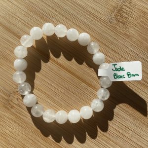 lithothérapie, pierres fines, pierres naturelles, bien-entre, bijoux, fait main, Bracelet Lou - Jade Blanc 8mm
