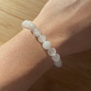 lithothérapie, pierres fines, pierres naturelles, bien-entre, bijoux, fait main, Bracelet Lou - Jade Blanc 8mm