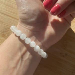 lithothérapie, pierres fines, pierres naturelles, bien-entre, bijoux, fait main, Bracelet Lou - Jade Blanc 8mm