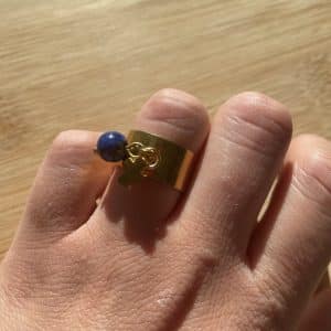 lithothérapie, pierres fines, pierres naturelles, bien-entre, bijoux, fait main, Bague Marie - Lapis Lazuli 8mm doré