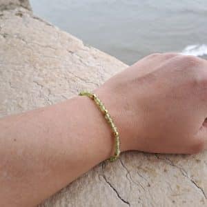 lithothérapie, pierres fines, pierres naturelles, bien-entre, bijoux, fait main, Bracelet Clary - Péridot 4mm