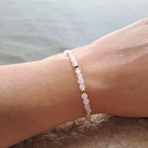 lithothérapie, pierres fines, pierres naturelles, bien-entre, bijoux, fait main, Bracelet Clary - Quartz Rose 4mm