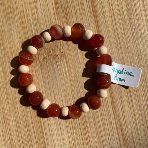 lithothérapie, pierres fines, pierres naturelles, bien-entre, bijoux, fait main, Bracelet Kids Bois - Agate Dream (cornaline) 8mm