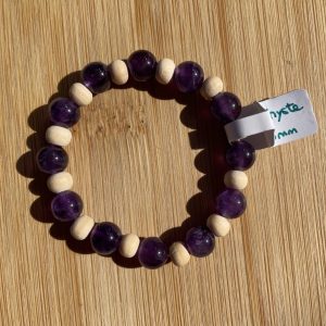 lithothérapie, pierres fines, pierres naturelles, bien-entre, bijoux, fait main, Bracelet Kids Bois - Améthyste 8mm