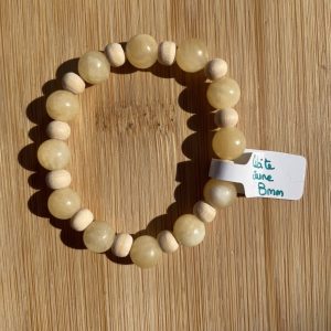 lithothérapie, pierres fines, pierres naturelles, bien-entre, bijoux, fait main, Bracelet Kids Bois - Calcite Jaune 8mm