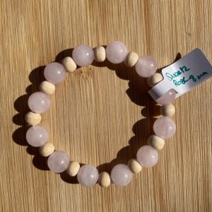 lithothérapie, pierres fines, pierres naturelles, bien-entre, bijoux, fait main, Bracelet Kids Bois - Quartz Rose 8mm
