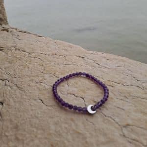 lithothérapie, pierres fines, pierres naturelles, bien-entre, bijoux, fait main, Bracelet Léna - Améthyste 4mm Moon