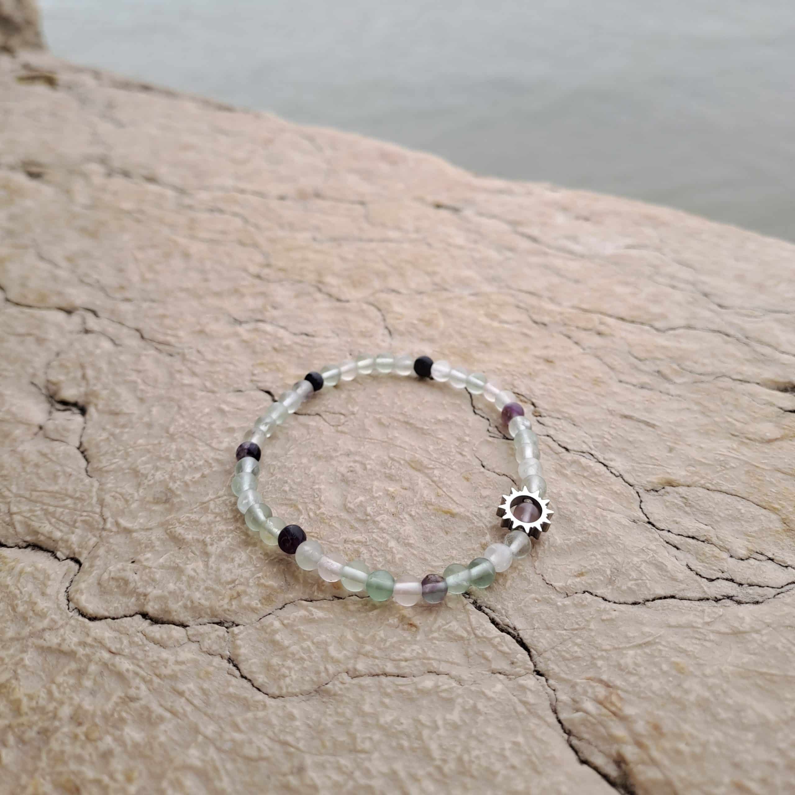 lithothérapie, pierres fines, pierres naturelles, bien-entre, bijoux, fait main, Bracelet Léna - Fluorite 4mm Sun