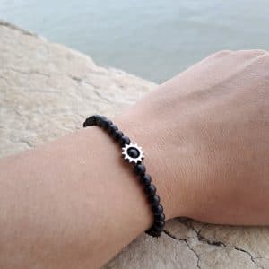 lithothérapie, pierres fines, pierres naturelles, bien-entre, bijoux, fait main, Bracelet Léna - Obsidienne Oeil Celeste 4mm Sun