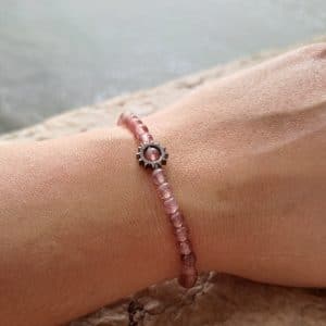 lithothérapie, pierres fines, pierres naturelles, bien-entre, bijoux, fait main, Bracelet Léna - Quartz Fraise 4mm Sun