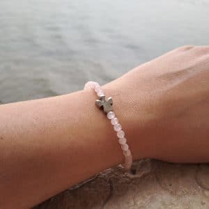 lithothérapie, pierres fines, pierres naturelles, bien-entre, bijoux, fait main, Bracelet Léna - Quartz Rose 4mm Ange