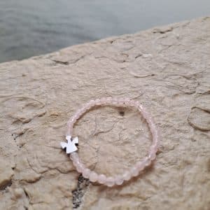 lithothérapie, pierres fines, pierres naturelles, bien-entre, bijoux, fait main, Bracelet Léna - Quartz Rose 4mm Ange