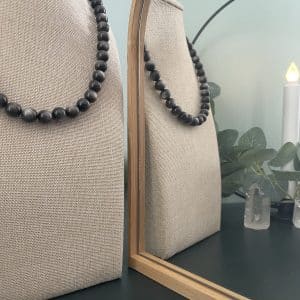 lithothérapie, pierres fines, pierres naturelles, bien-entre, bijoux, fait main, Collier bulle - Obsidienne Argentée