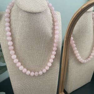 lithothérapie, pierres fines, pierres naturelles, bien-entre, bijoux, fait main, Collier bulle - Quartz Rose 10mm